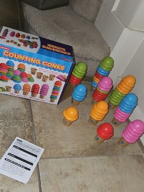 Lakeshore Counting Cones Kids Learning Toy Set - Colorful Ice Cream Stacks